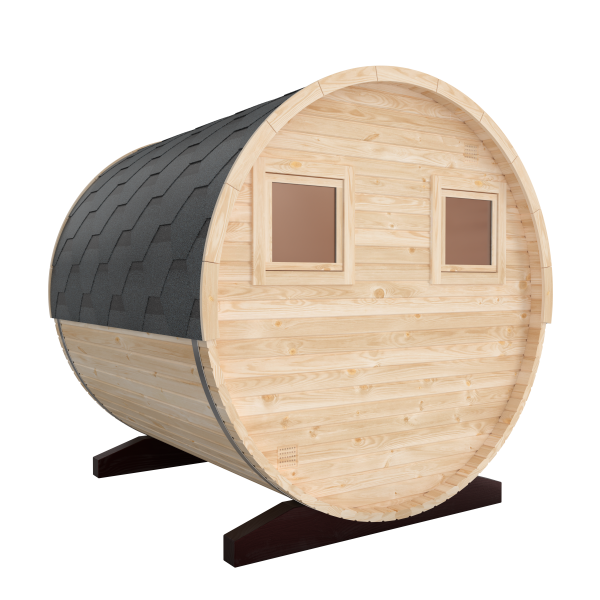 Fasssauna / Gartensauna / Banja / Round 2,4 m mit Balkon